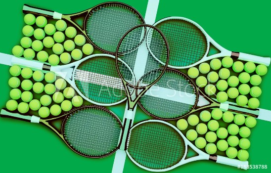 Bild på Tennis rackets and balls Tennis school
